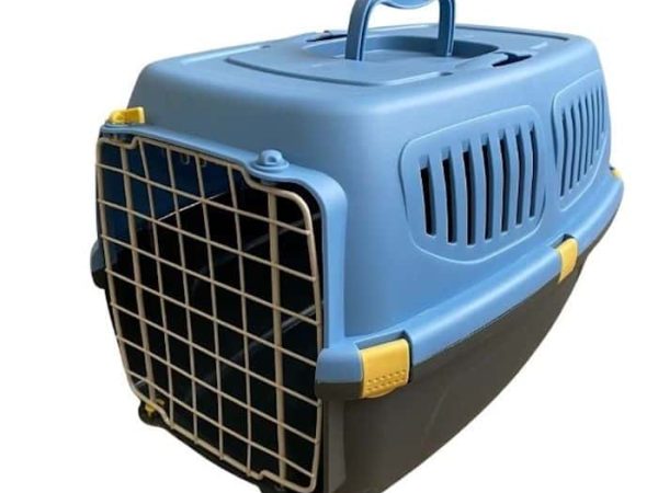 Small Dog Carrier Plastic Grey Blue